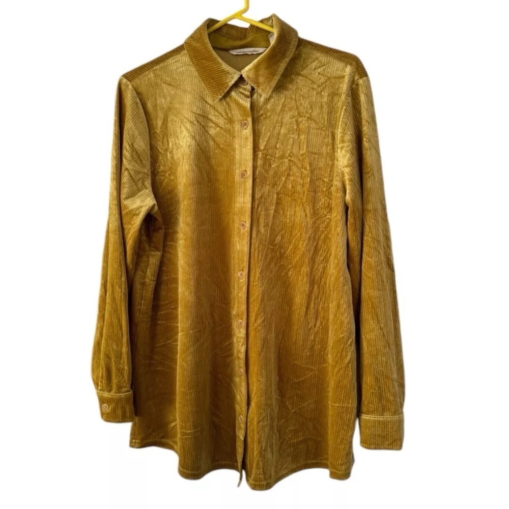 Soft Surroundings Velvet Boyfriend Button Down Shirt Textured Size M